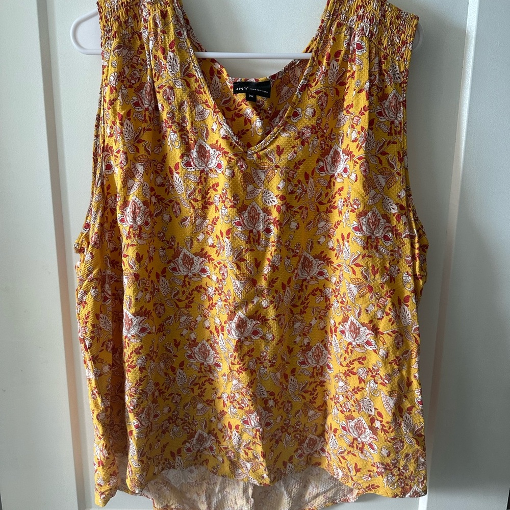 JNY Yellow 2X Floral Blouse